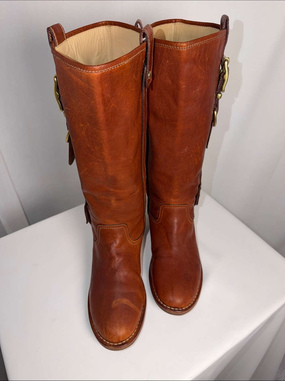 Coach Weslyn Cognac Leather Equestrian Riding Boots Size 7